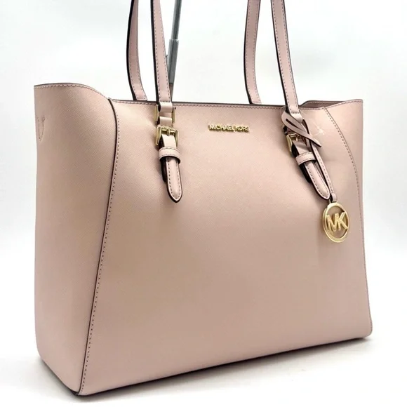 Michael Kors Charlotte LG Tote Bag 3 IN 1 Leather Shoulder Bag Powder Blush